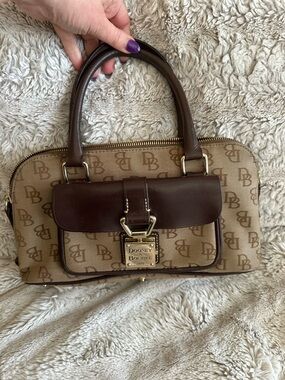 Dooney & Bourke Vintage Beige and Brown Monogram Satchel